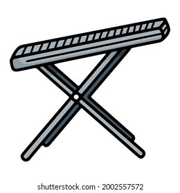 black guitar foot stool doodle illustration. musical equipment for musicians.