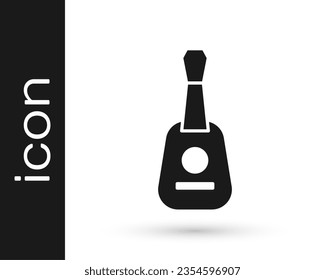 Black Guitar icon isolated on white background. Acoustic guitar. String musical instrument.  Vector