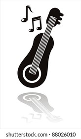 black guitar icon isolated on white