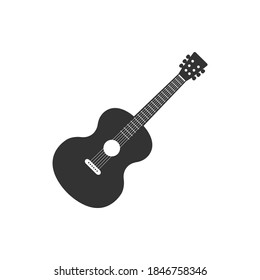 Black guitar icon. Music symbol isolated on white background. Vector illustration