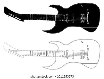 black guitar on white background, vector image