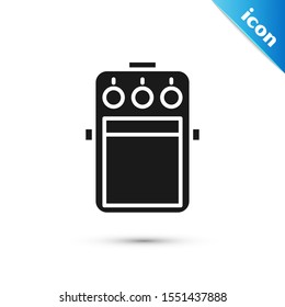 Black Guitar pedal icon isolated on white background. Musical equipment.  Vector Illustration