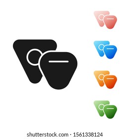 Black Guitar pick icon isolated on white background. Musical instrument. Set icons colorful. Vector Illustration