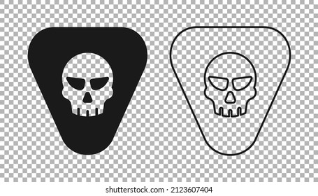 Black Guitar pick icon isolated on transparent background. Musical instrument.  Vector