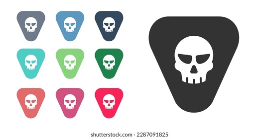 Black Guitar pick icon isolated on white background. Musical instrument. Set icons colorful. Vector