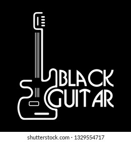 Black guitar typography, lettering. Vector print and poster. Global swatches. - Vetorial