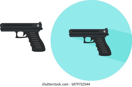 pistola negra, ilustración, vector sobre fondo blanco.