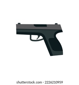 Black gun on a white background. cartoon style