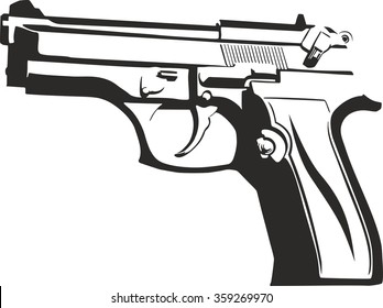 Black gun on a white background