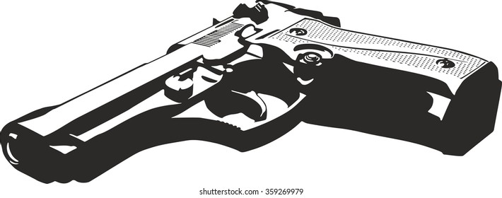 Black gun on a white background