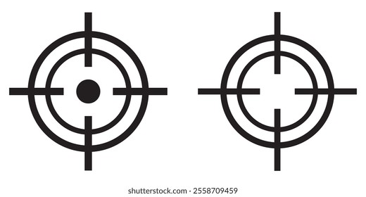 Black Gun target icon vector set. Target aim set. Crosshair target weapon sniper army sight for gun or rifle.
