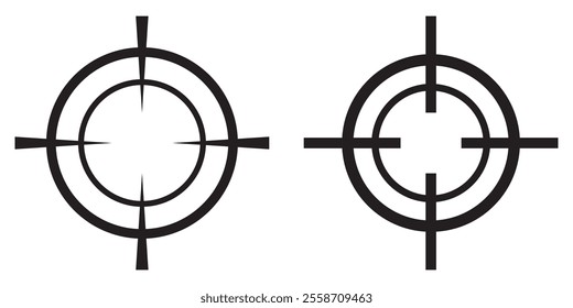 Black Gun target icon vector set. Target aim set. Crosshair target weapon sniper army sight for gun or rifle.