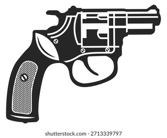 A black gun with a white background