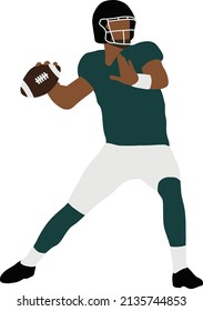 Black guy american football player throws the ball