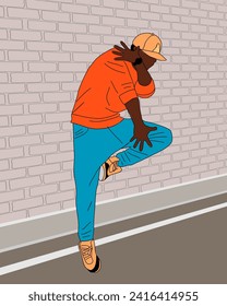 Bailarín de hip hop, vector de breakdance.