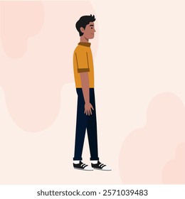 A Black Guy Flat Character Standing Side View