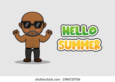 Black guy with hello summer banner