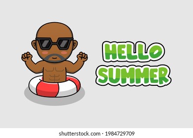 Black guy with hello summer banner