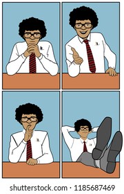 black guy looking like a nerd cartoon character illustration