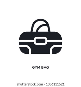 black gym bag isolated vector icon. simple element illustration from gym and fitness concept vector icons. gym bag editable logo symbol design on white background. can be use for web and mobile