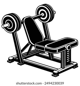 Black gym preacher bench machine on white background