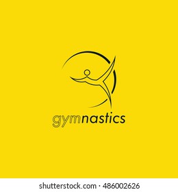 Black gymnastics vector logo design with yellow background