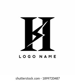 Letra H negra con plantilla de logotipo de símbolo de perno para marca comercial