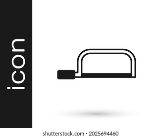 Black Hacksaw icon isolated on white background. Metal saw for wood and metal.  Vector