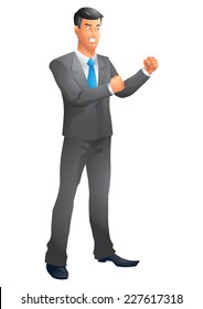Black hair business man fight pose
