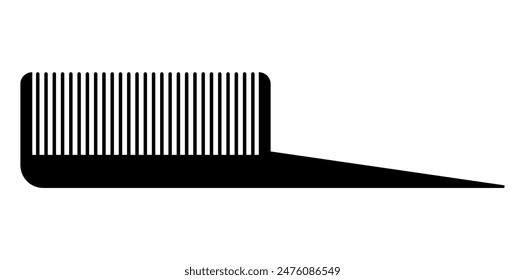 Black Hair Comb Icon Isolated On White Background.
