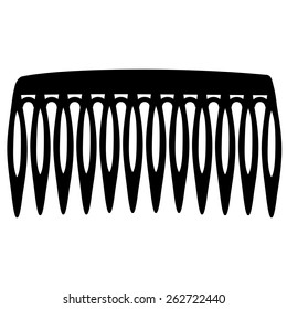 Black hair comb icon, hair slide vector isolated, salon comb
