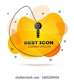 Black Hair dryer icon isolated on white background. Hairdryer sign. Hair drying symbol. Blowing hot air. Abstract banner with liquid shapes. Vector Illustration