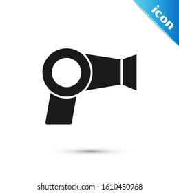 Black Hair dryer icon isolated on white background. Hairdryer sign. Hair drying symbol. Blowing hot air.  Vector Illustration