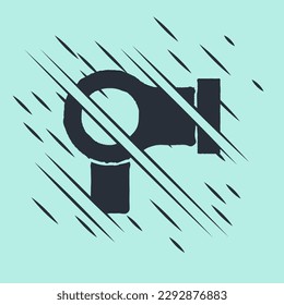 Black Hair dryer icon isolated on green background. Hairdryer sign. Hair drying symbol. Blowing hot air. Glitch style. Vector