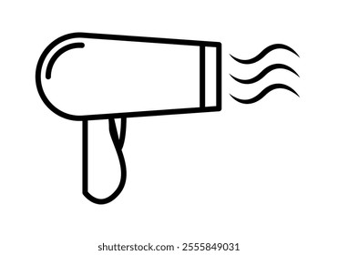 Black hair dryer icon on white background