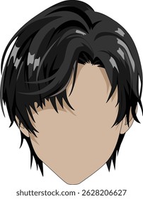 Black Hair Male Hairstyle Faceless Vector