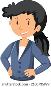 A black hair woman cartoon character illustration