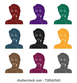 Black hair woman icon in black style isolated on white background. Woman symbol stock vector illustration.