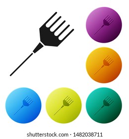 Black Hairbrush icon isolated on white background. Comb hair sign. Barber symbol. Set icons colorful circle buttons. Vector Illustration