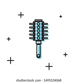 Black Hairbrush icon isolated on white background. Comb hair sign. Barber symbol.  Vector Illustration