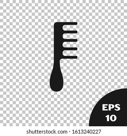 Black Hairbrush icon isolated on transparent background. Comb hair sign. Barber symbol.  Vector Illustration