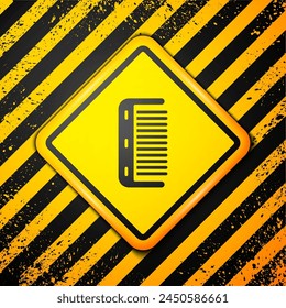 Black Hairbrush icon isolated on yellow background. Comb hair sign. Barber symbol. Warning sign. Vector