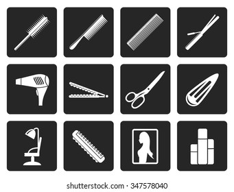 Black hairdressing, coiffure and make-up icons - vector Icon Set