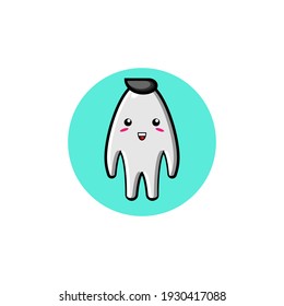 Black haired cute ghost character illustration design