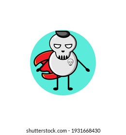 Black haired cute skull character illustration design wearing red robe