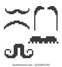 arte de pixel preto cabeludo bigode