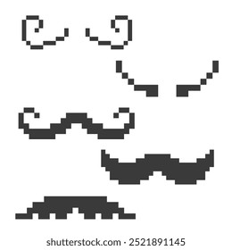 arte de pixel preto cabeludo bigode