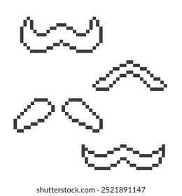 arte de pixel preto cabeludo bigode