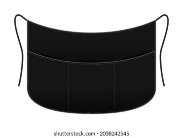 Black Half Apron Template on White Background, Vector File.