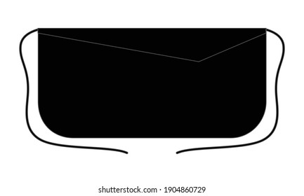 Black Half Apron Template Vector On White Background.